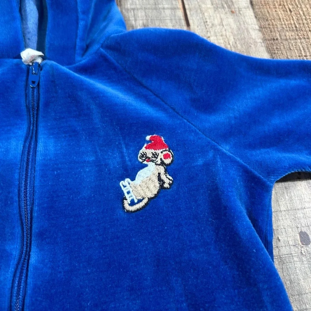 Vintage 70s Little Me by Lois Baby Bunting Sleep Sack Blue Velour Christmas USA